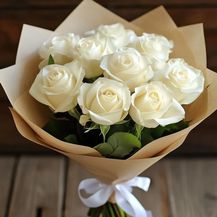 Букет 9 белых роз